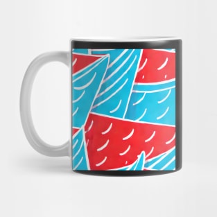 Abstract nautical seamless pattern in blue and red Mug